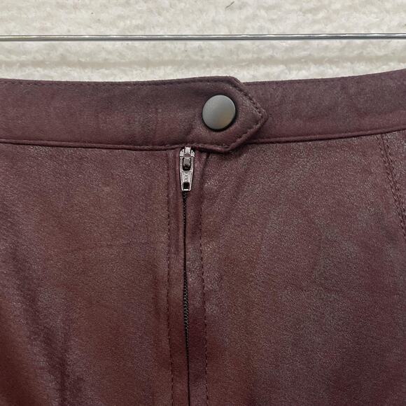 Free People Skirt Womens Small Red Rumi Ruched Faux Vegan Leather Mini Stretch - Picture 4 of 9